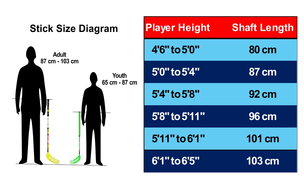 Floorball Stick Size Table