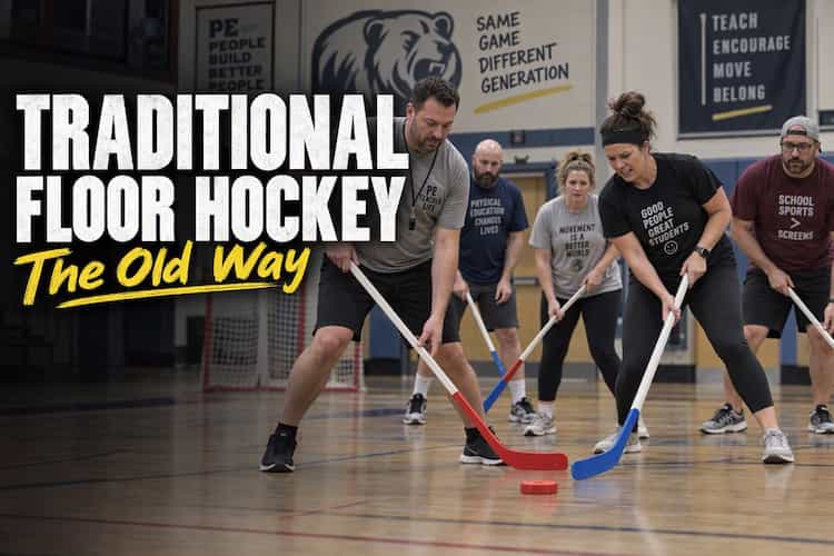 Traditional Floor Hockey in Action